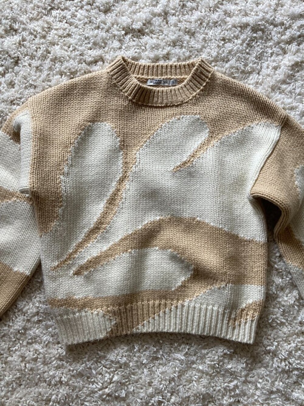 Anthropologie Beige Colorblock Sweater Size S